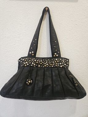 VTG 00s Diesel Pleated & Studded Leather Bag 🖤 Subversive Biker Archive